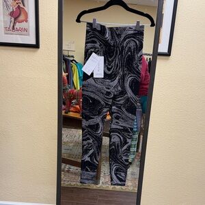 Athleta Aurora Shine Black and Gray Leggings